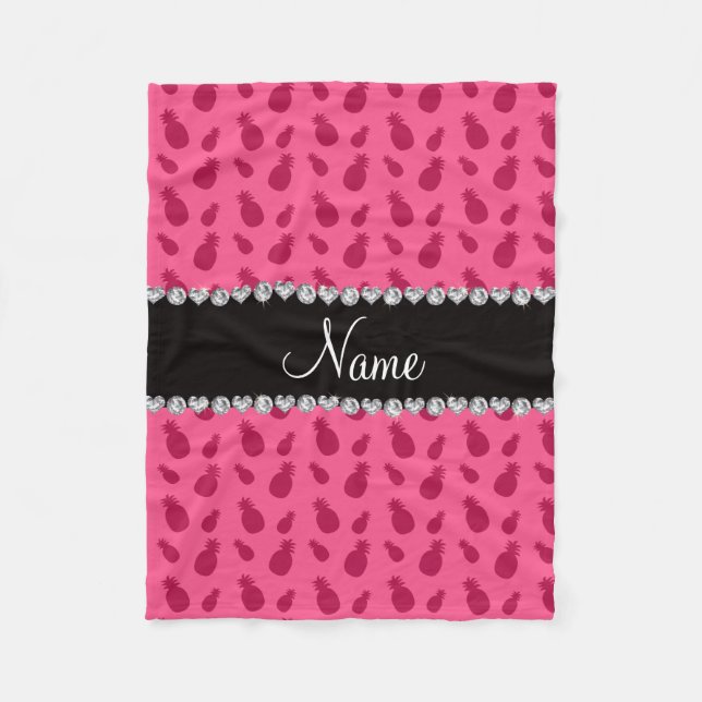 Couverture Polaire Nom personnalisé motif d'ananas rose (Devant)
