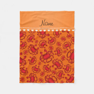 Couverture Polaire Nom personnalisé motif de crabe rouge orange