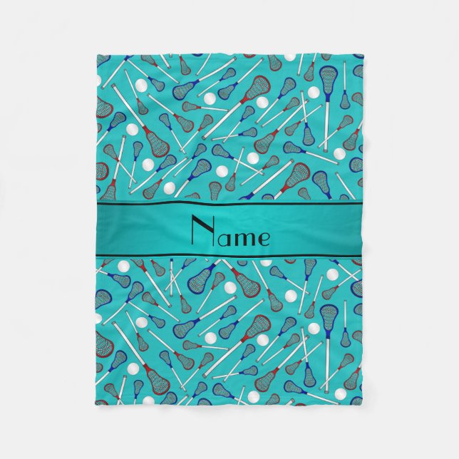 Couverture Polaire Nom personnalisé motif de crosse turquoise (Devant)