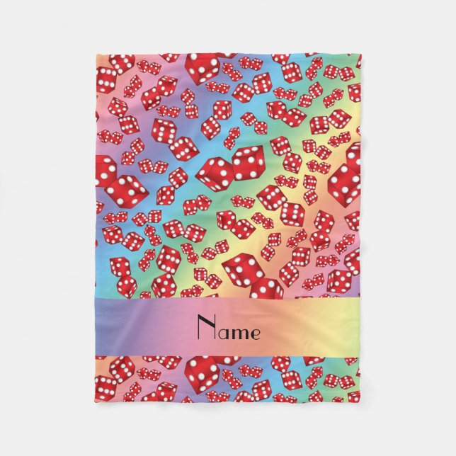 Couverture Polaire Nom personnalisé motif de dés arc-en-ciel (Devant)