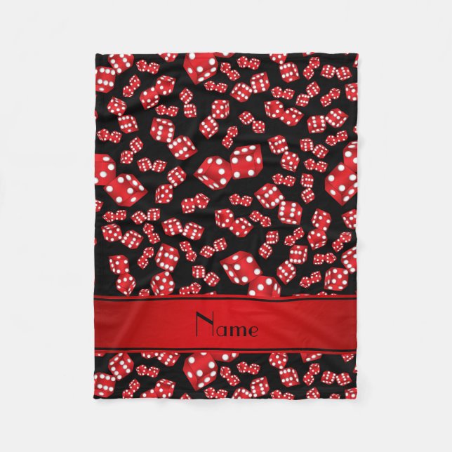 Couverture Polaire Nom personnalisé motif de dés noirs (Devant)
