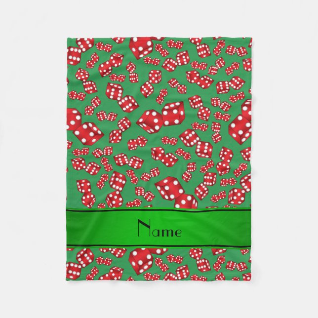 Couverture Polaire Nom personnalisé motif de dés verts (Devant)