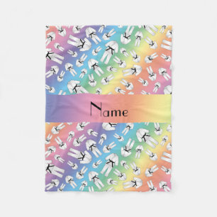 Couverture Polaire Nom personnalisé motif de karaté arc-en-ciel
