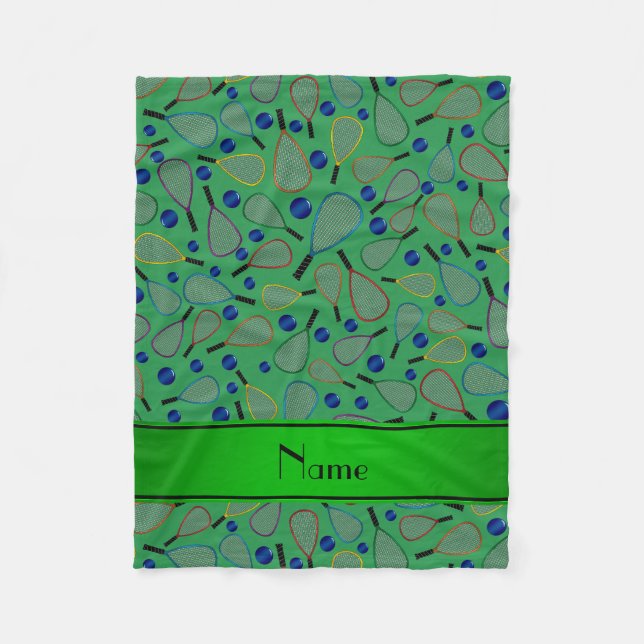 Couverture Polaire Nom personnalisé motif de racquetball vert (Devant)