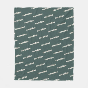 Couverture Polaire Nom personnalisé Motif Rétro Police Sage Vert