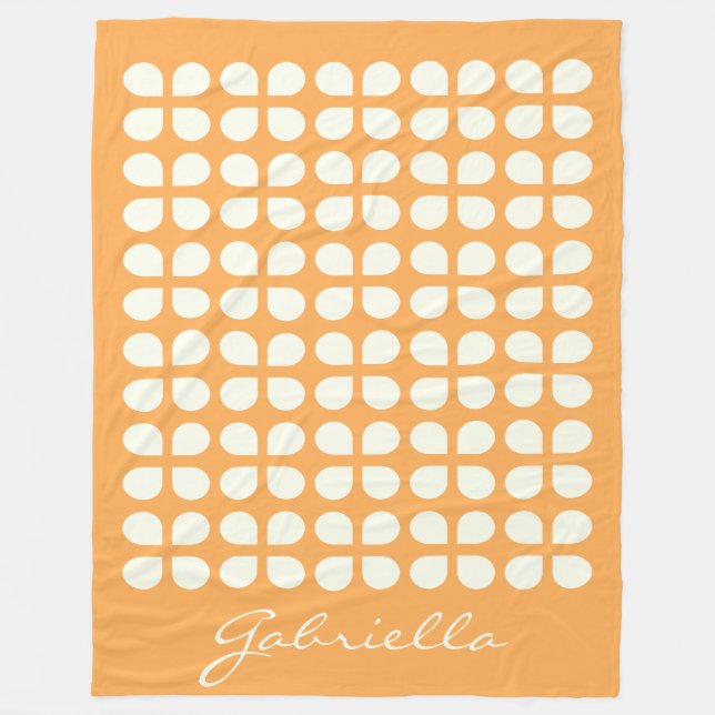 Couverture Polaire Nom personnalisé Mustard Jaune Géométrique Chaud (Devant)