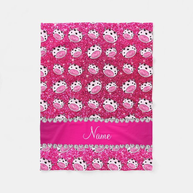 Couverture Polaire Nom personnalisé neon rose parties scintillant cha (Devant)