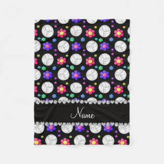 Couverture Polaire Nom personnalisé noir volleyball fleurs arc-en-cie