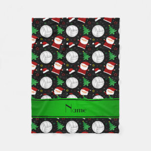 Couverture Polaire Nom personnalisé noir volleyball motif de noël