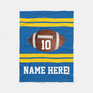 Couverture Polaire Nom personnalisé Numéro Bleu/Jaune Gold Football