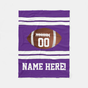 Couverture Polaire Nom personnalisé Numéro de football violet/blanc
