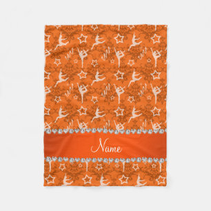 Couverture Polaire Nom personnalisé orange damask gymnastique