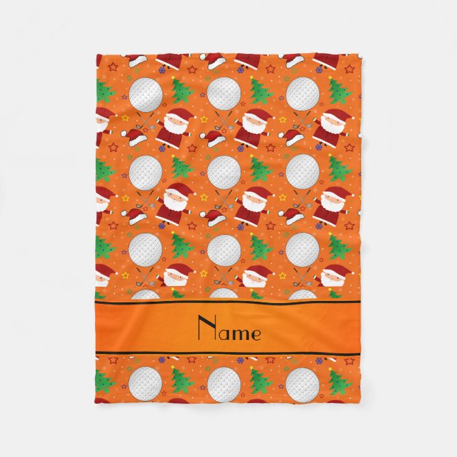 Couverture Polaire Nom personnalisé orange noël golf (Devant)