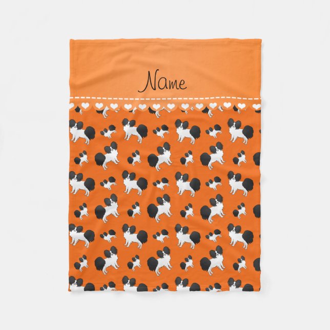 Couverture Polaire Nom personnalisé orange Papillon chiens (Devant)