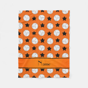 Couverture Polaire Nom personnalisé orange volleyball noir étoiles