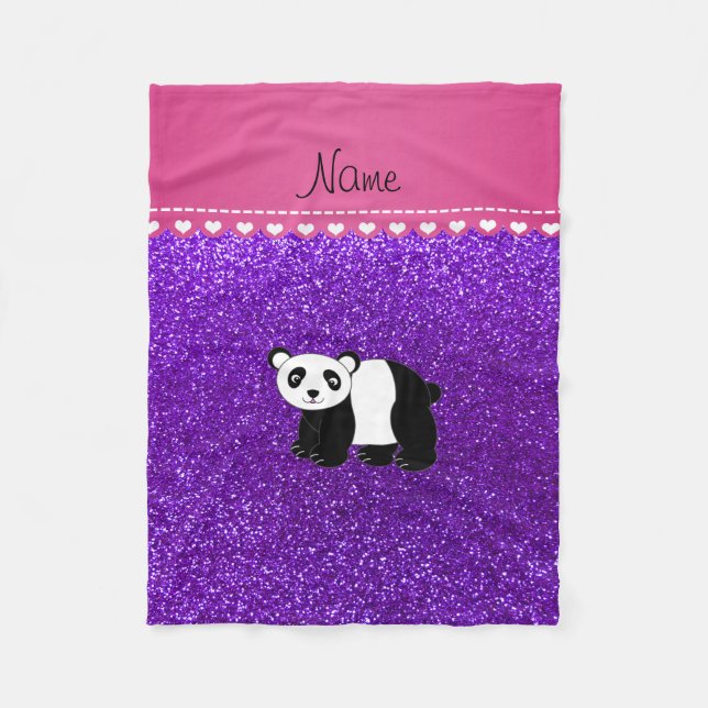 Couverture Polaire Nom personnalisé panda indigo violet parties scint (Devant)