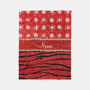 Couverture Polaire Nom personnalisé parties scintillant rouge zèbre f