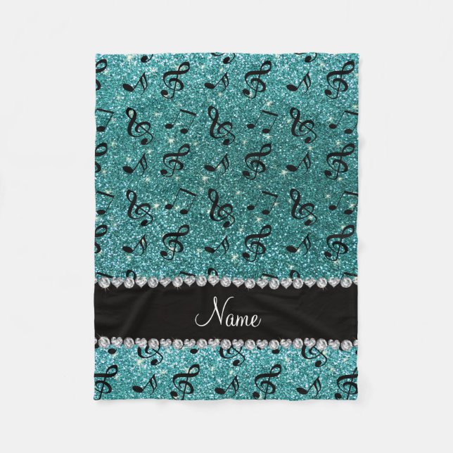 Couverture Polaire Nom personnalisé parties scintillant turquoise not (Devant)