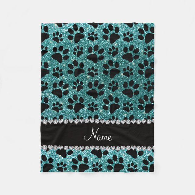 Couverture Polaire Nom personnalisé parties scintillant turquoise pat (Devant)