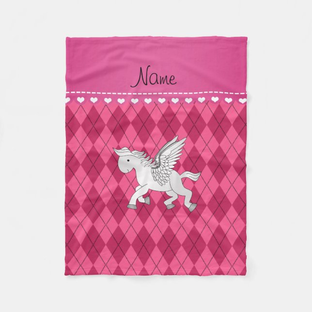 Couverture Polaire Nom personnalisé pegasus Jacquard rose (Devant)