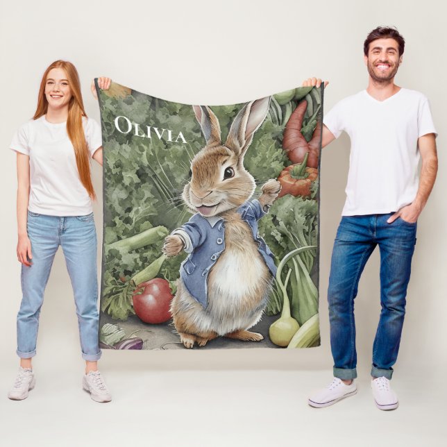 Couverture Polaire Nom personnalisé Peter Rabbit (En situation)
