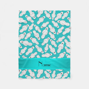 Couverture Polaire Nom personnalisé phoque tacheté turquoise