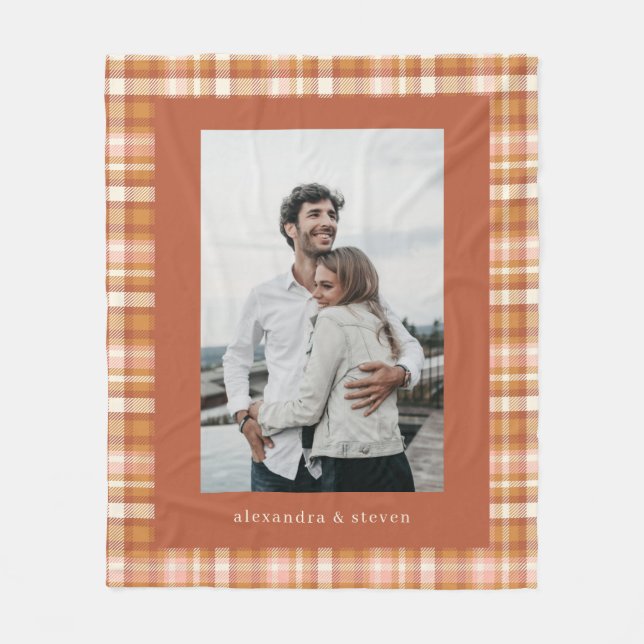 Couverture Polaire Nom Personnalisé Photo Chaleureuse En vichy Plaid (Devant)