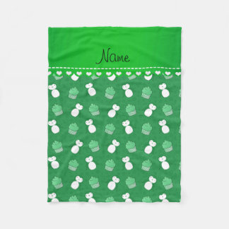 Couverture Polaire Nom personnalisé pingouins verts cupcakes étoiles