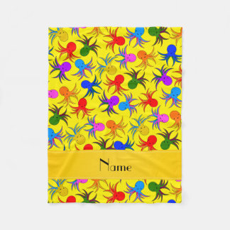 Couverture Polaire Nom personnalisé poulpe arc-en-ciel jaune