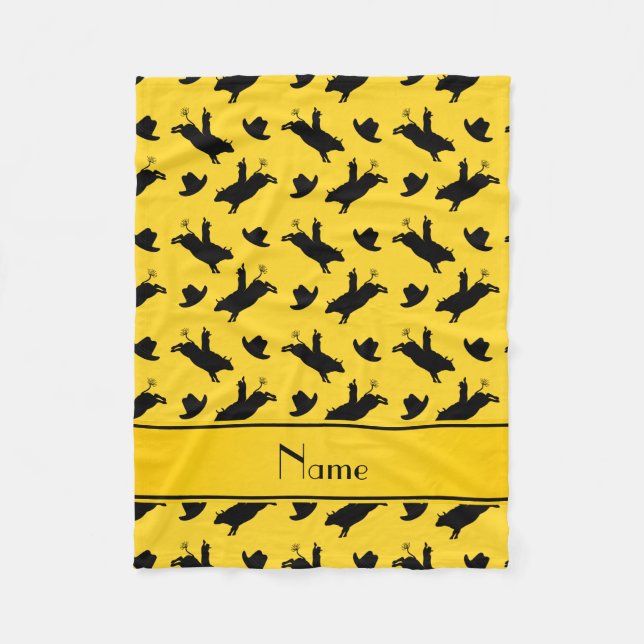 Couverture Polaire Nom personnalisé rodéo jaune motif équitation (Devant)