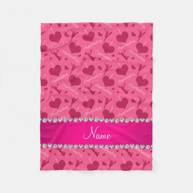 Couverture Polaire Nom personnalisé rose j'aime les coeurs chevelus (Devant)