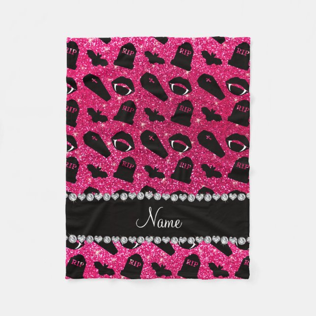 Couverture Polaire Nom personnalisé rose rose parties scintillant vam (Devant)