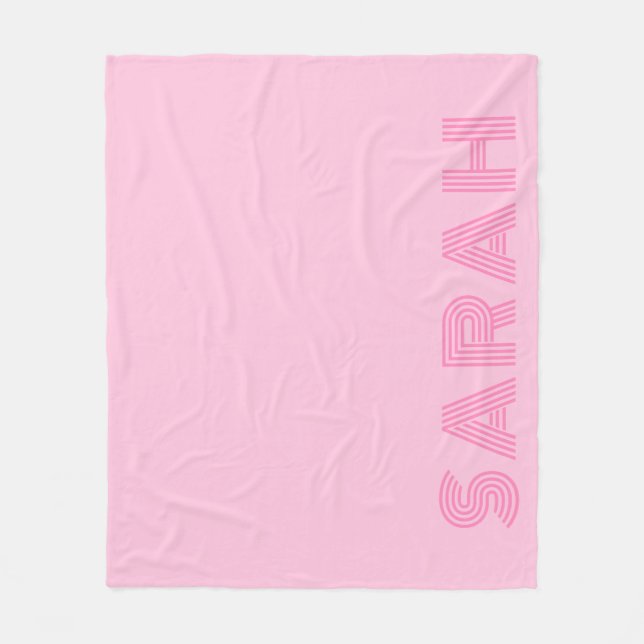 Couverture Polaire Nom personnalisé rose tendance (Devant)