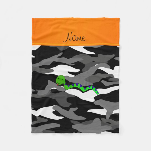 Couverture Polaire Nom personnalisé serpent vert camouflage noir (Devant)
