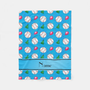 Couverture Polaire Nom personnalisé sky bleu baseball anniversaire