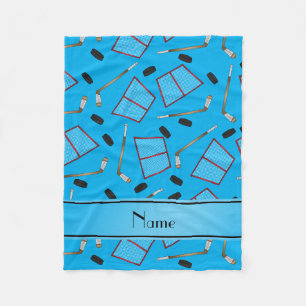 Couverture Polaire Nom personnalisé sky bleu hockey bâtons filets