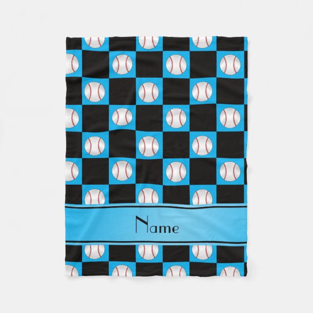 Couverture Polaire Nom personnalisé sky blue baseball checkers (Devant)
