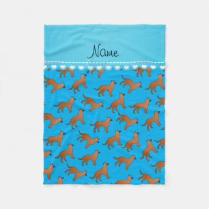 Couverture Polaire Nom personnalisé sky blue malinois chiens
