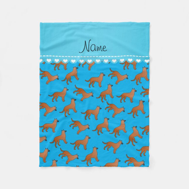 Couverture Polaire Nom personnalisé sky blue malinois chiens (Devant)