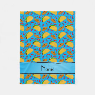 Couverture Polaire Nom personnalisé sky blue tacos sombreros chilis