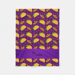 Couverture Polaire Nom personnalisé tacos pourpres sombreros chilis