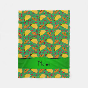 Couverture Polaire Nom personnalisé tacos vert sombreros chilis