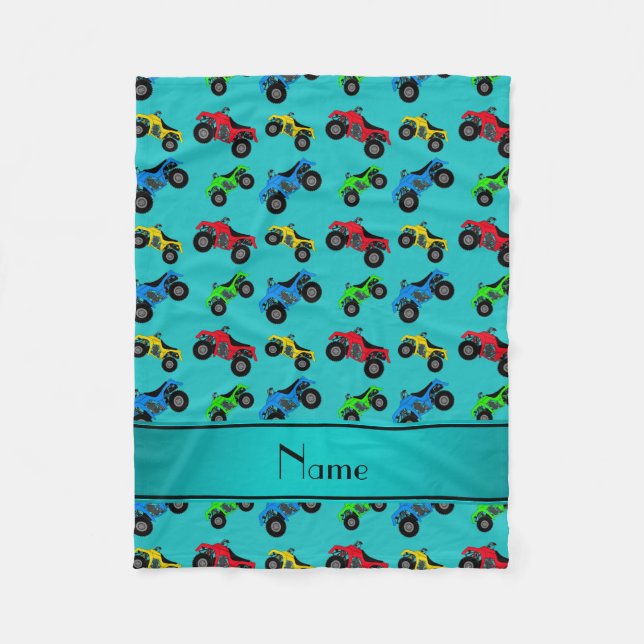 Couverture Polaire Nom personnalisé turquoise atv motif (Devant)