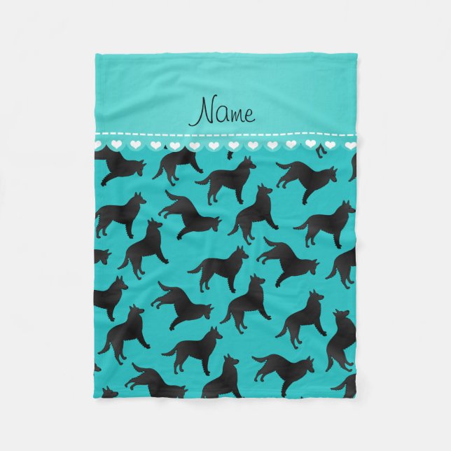 Couverture Polaire Nom personnalisé turquoise belgian berdog (Devant)