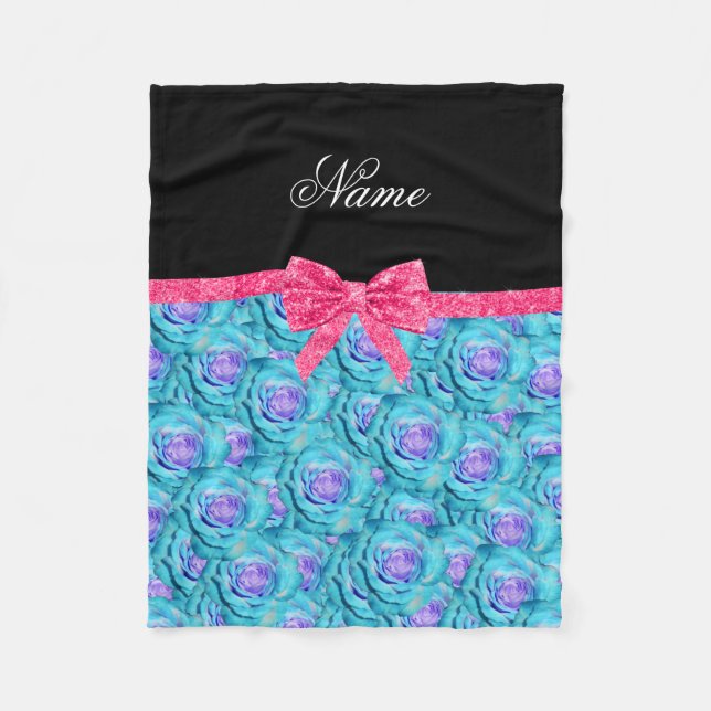 Couverture Polaire Nom personnalisé turquoise rose rose parties scint (Devant)