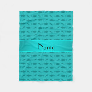 Couverture Polaire Nom personnalisé turquoise thon rouge motif