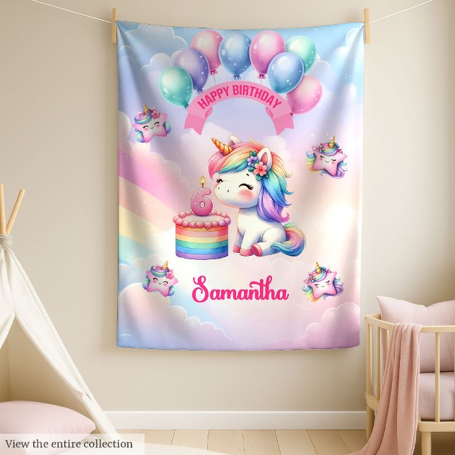 Couverture Polaire Nom personnalisé Unicorn Blanket 6e fille annivers (Custom Name Unicorn Blanket 6th Birthday Girl)