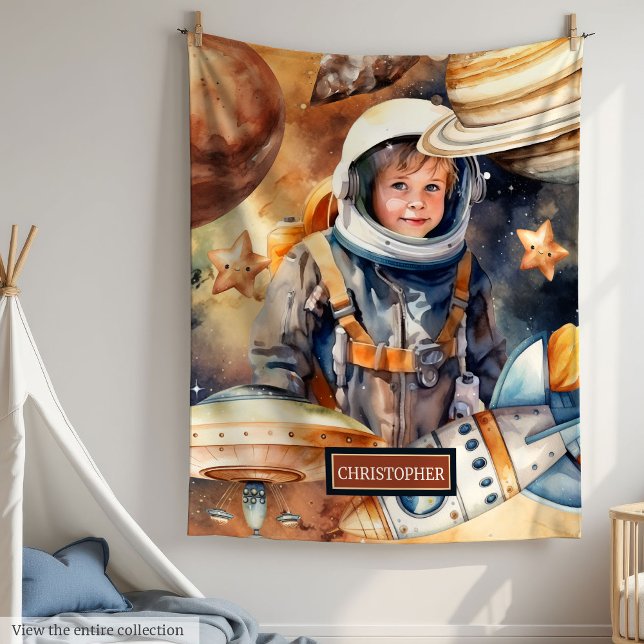 Couverture Polaire Nom personnalisé Vasque Galaxy Galaxy Boy Idée cad (Custom Name Blanket Astronaut Galaxy Boy Gift Idea

)
