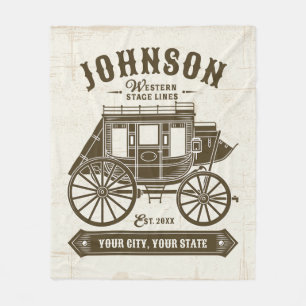 Couverture Polaire NOM PERSONNALISÉ Vieux Western Stagecoach Carriage