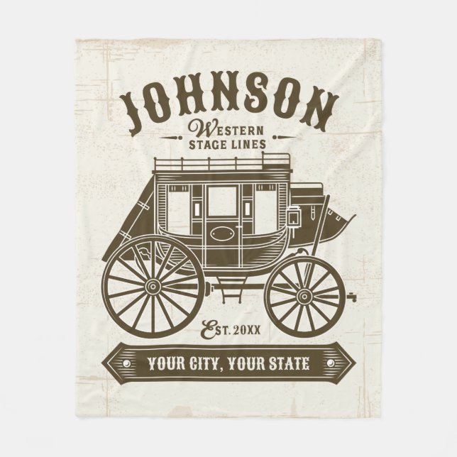 Couverture Polaire NOM PERSONNALISÉ Vieux Western Stagecoach Carriage (Devant)